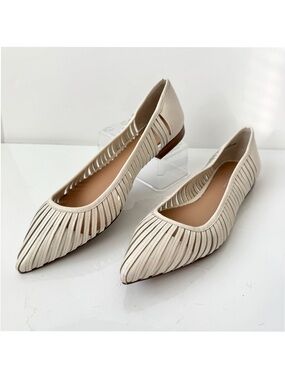 LINEA Paolo Belinda  Cream/off-white Leather Pointy-Toe Flats Size 8.5M